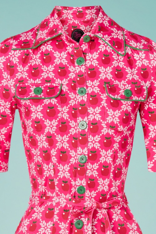 Tante Betsy - Betsy appel grain jurk met knopen in roze 2
