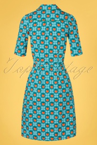 Tante Betsy - Betsy Apple Grain Button Kleid in Petrol 4