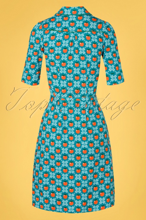 Tante Betsy - 60s Betsy Apple Grain Button Dress in Petrol 4