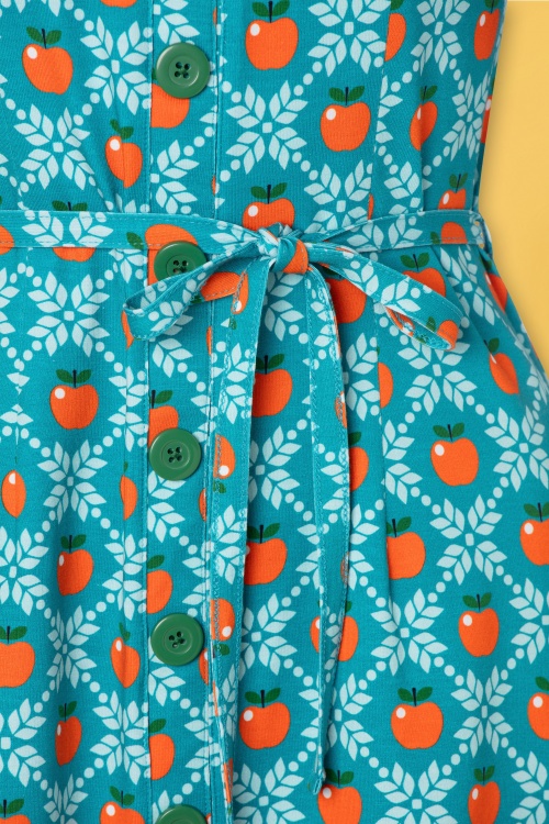 Tante Betsy - 60s Betsy Apple Grain Button Dress in Petrol 3