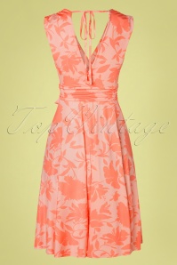 Vintage Chic for Topvintage - Jane Floral Swing Dress Années 50 en Corail et Rose 2