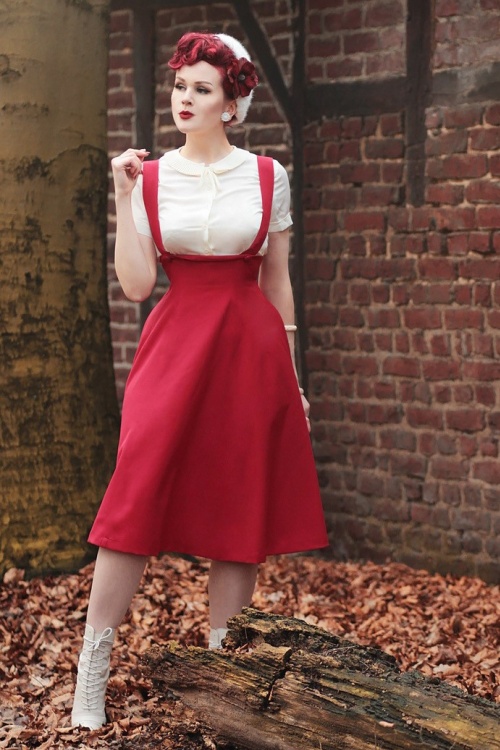 Tatyana - 50s Jumper Swing Skirt in Red