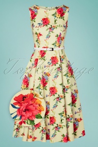 Collectif Clothing - 50s Tess Ditsy Floral Swing Dress in Blue