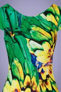 Smashed Lemon - 60s Kaitlyn Feather Pencil Dress in Green 2