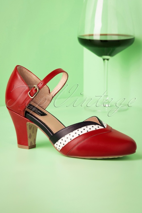 Lola Ramona ♥ Topvintage - Brioso Ava Pumps Années 50 en Rouge