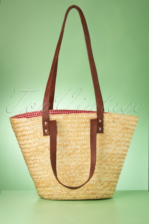 Collectif Clothing - 50s Gigi Cherry Beach Bag in Natural 4
