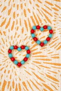 Collectif Clothing - 60s Circus Heart Studs in Red and Blue