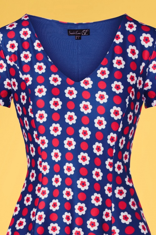 Smashed Lemon - Maura jurk met bloemenprint in koningsblauw 3