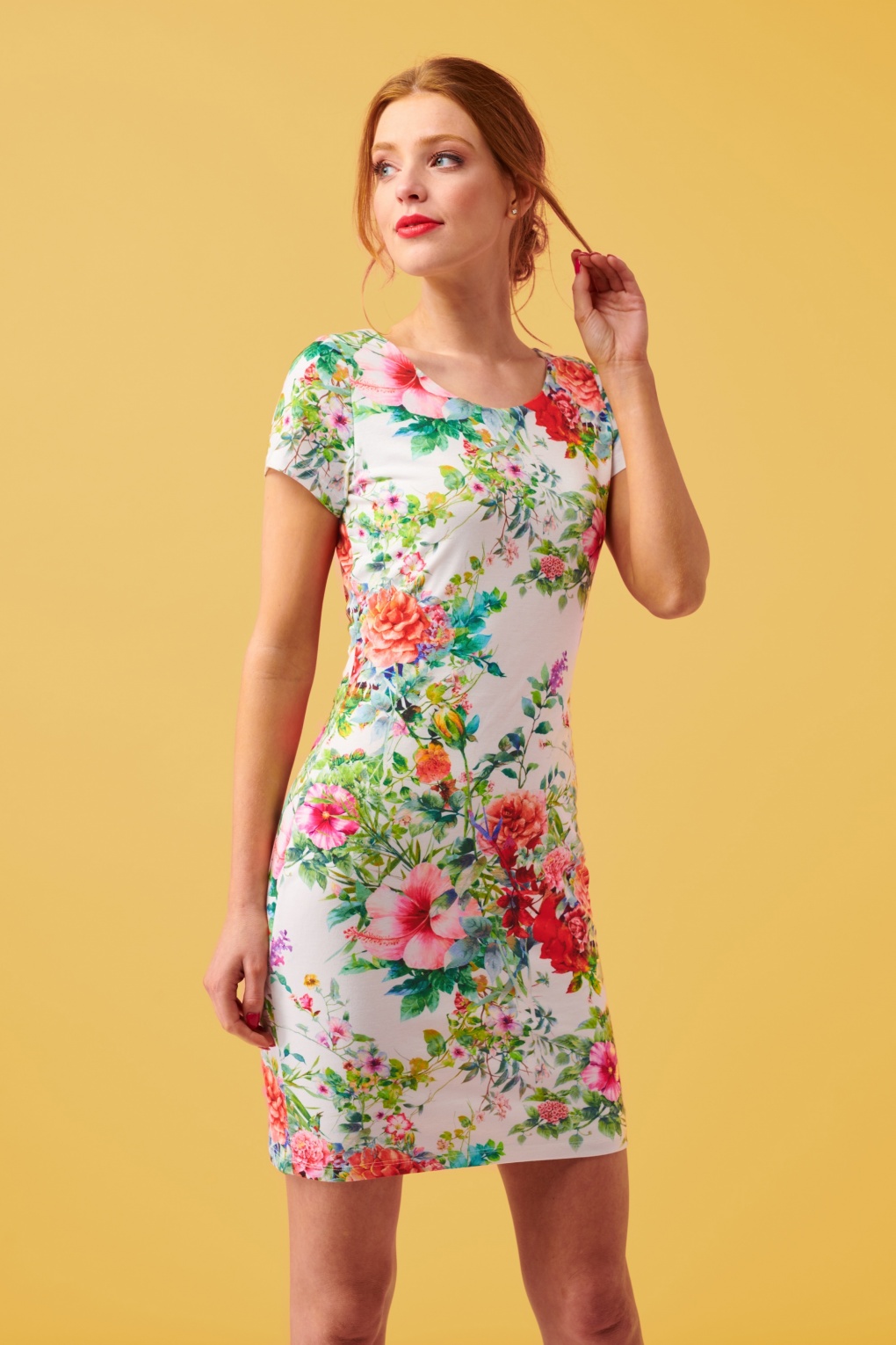 60s Peggy Floral Pencil Dress in White