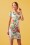 Smashed Lemon - Peggy Floral Pencil Dress Années 60 en Blanc 2