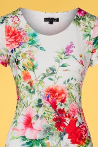 Smashed Lemon - 60s Peggy Floral Pencil Dress in White 3