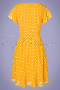 Smashed Lemon - Kamila swing jurk met polkadots in geel 4