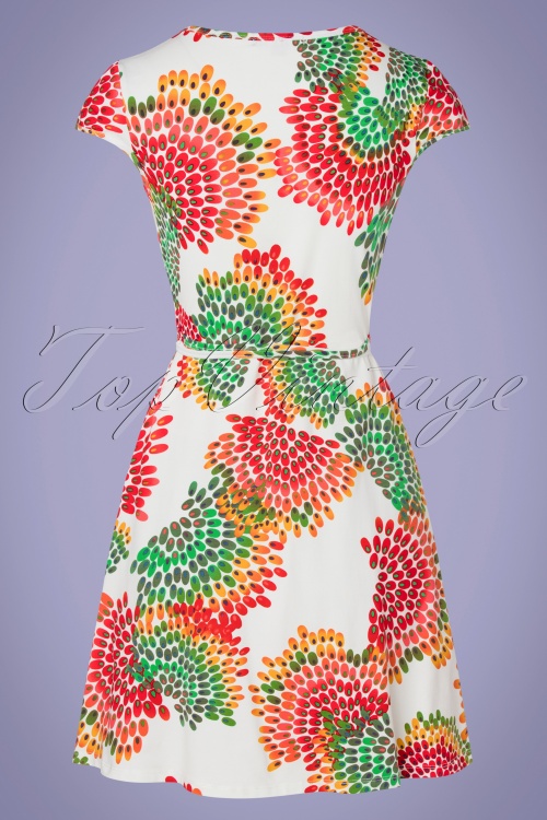 Smashed Lemon - 60s Rowena A-Line Dress in White and Multi 5