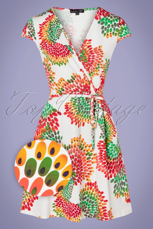 Smashed Lemon - 60s Rowena A-Line Dress in White and Multi