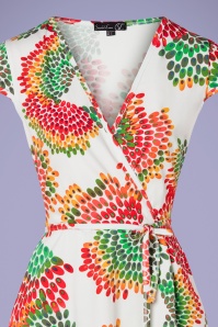 Smashed Lemon - 60s Rowena A-Line Dress in White and Multi 3