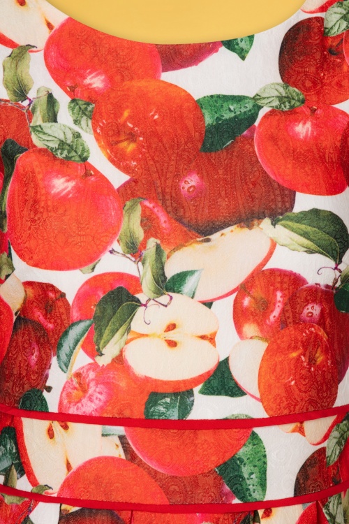 Smashed Lemon - Valeria Apples Swing Dress Années 50 en Blanc et Rouge 4