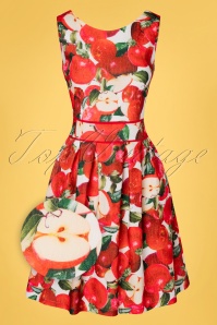 Smashed Lemon - 50s Valeria Apples Swing Dress in White and Red