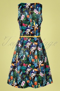 Smashed Lemon - 50s Khloe Tropical Dress in Black and Multi 2