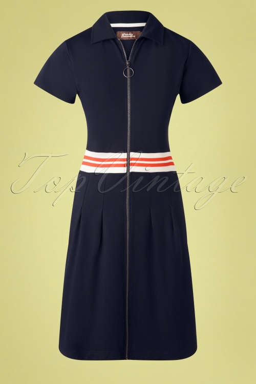 4FunkyFlavours - 60s Formula Of Love Dress in Midnight Blue