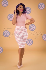 Collectif ♥ Topvintage - 50s Polly Harlequin Pencil Skirt in Pink