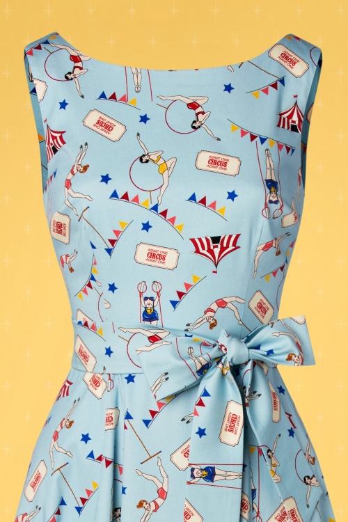 Collectif ♥ Topvintage - 50s Frances Circus Swing Dress in Blue 5