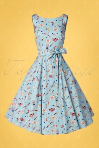 Collectif ♥ Topvintage - 50s Frances Circus Swing Dress in Blue 4