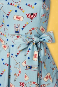 Collectif ♥ Topvintage - 50s Frances Circus Swing Dress in Blue 6