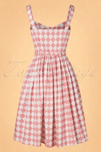 Collectif ♥ Topvintage - 50s Jemima Harlequin Swing Dress in Pink 6
