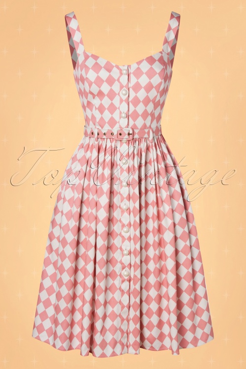 Collectif ♥ Topvintage - Jemima Harlequin Swing Dress Années 50 en Rose 3