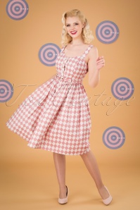 Collectif ♥ Topvintage - 50s Jemima Harlequin Swing Dress in Pink