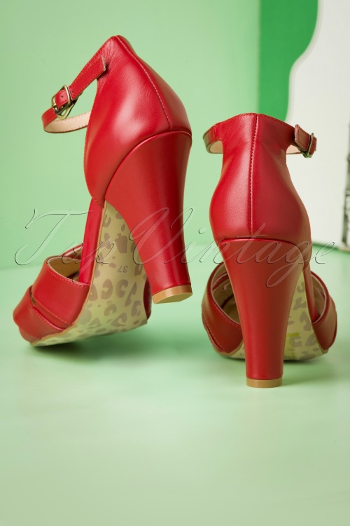 Lola Ramona ♥ Topvintage - Ciao Bella June peeptoe pumps in rood 5