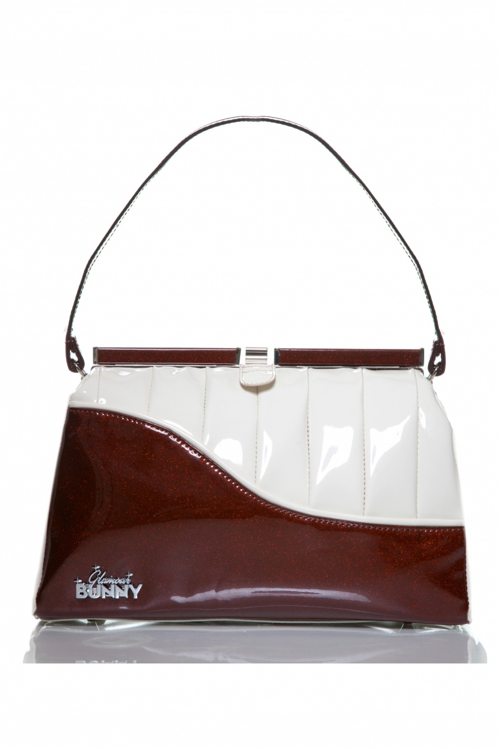 brown and white handbag