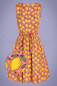 Vintage Chic for Topvintage - 60s Aloha Tropical Garden Short Sleeves Pencil Dress in Hot Pink