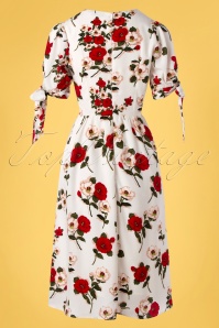 Vixen - 50s Lorelei Floral Midi Dress in Ivory White 2