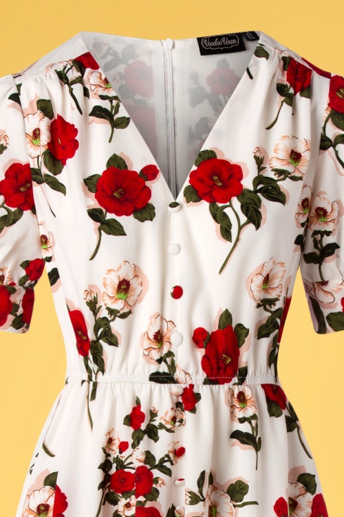 Vixen - Lorelei midi-jurk met bloemenprint in ivoorwit 3