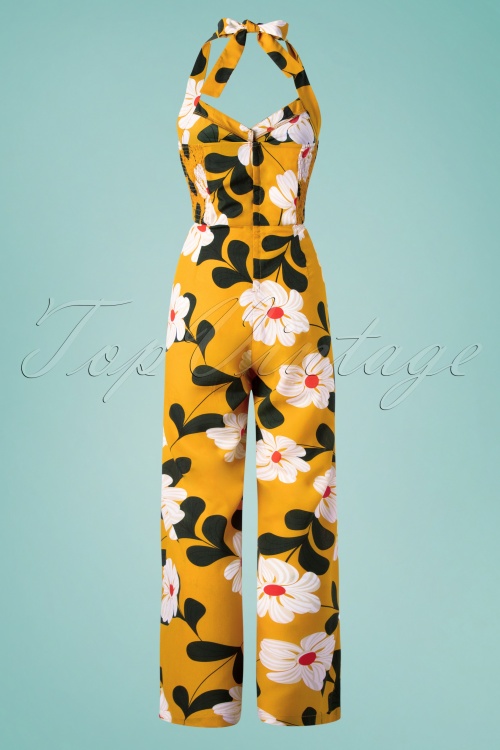 Vixen - Mimi jumpsuit met bloemenprint in goudgeel 2