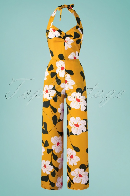 Vixen - Mimi jumpsuit met bloemenprint in goudgeel