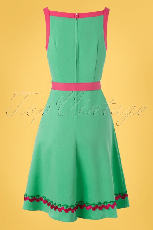 Vixen - 60s Nelly Dress in Mint and Fuchsia 2