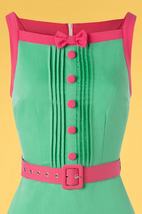 Vixen - 60s Nelly Dress in Mint and Fuchsia 3