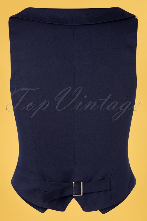 Vixen - Tailored Suit Waistcoat Années 40 en Bleu Marine 2