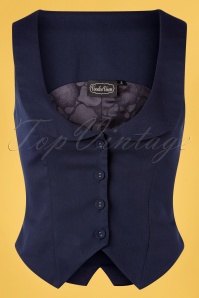 Vixen - Tailored Suit Waistcoat Années 40 en Bleu Marine