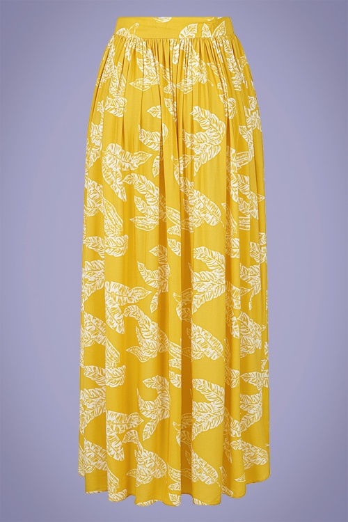 Collectif Clothing - Kaira Golden Leaf maxirok in geel 3