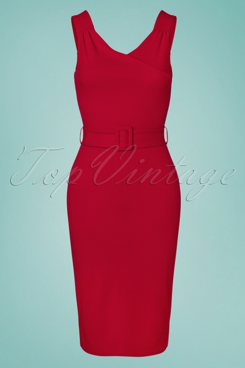Vintage Chic for Topvintage - Betty Pencil Dress Années 50 en Rouge Vif