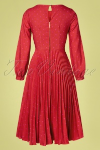 Closet London - Patty Polkadot geplooide jurk in rood en roze 2