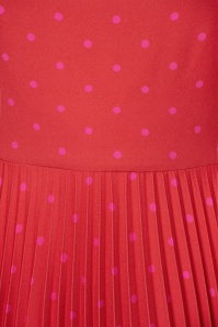 Closet London - Patty Polkadot geplooide jurk in rood en roze 4
