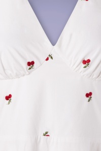 Vixen - 50s Winnie Cherry Halter Swing Dress in White 4