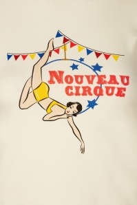 Collectif ♥ Topvintage - Nouveau Cirque T-Shirt Années 50 en Crème 3