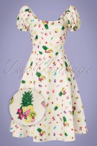 Vixen - Selena Summer Popsicles And Fruit Dress Années 50 en Crème