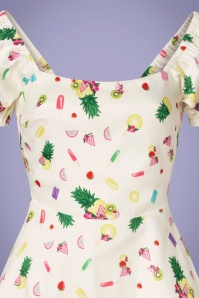 Vixen - Selena Summer Popsicles And Fruit Dress Années 50 en Crème 3