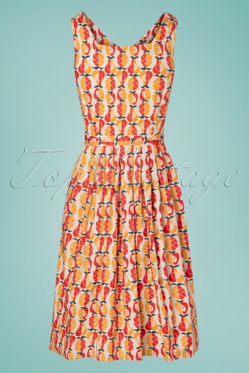 Mademoiselle YéYé - 60s Sing Me A Song Dress in Fruit Salad Orange and Red 2